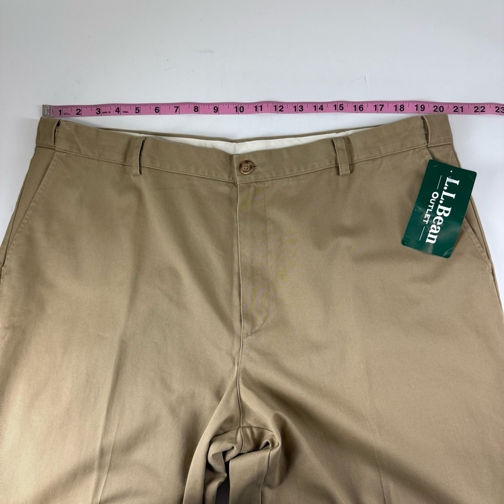 LL Bean Wrinkle Free Double L Pants Mens 42x32 Dark Khaki Tan 245698 NWT - Picture 8 of 11